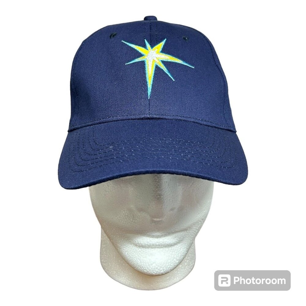 Tampa Bay Rays Sunburst Jackie Robinson Baseball Hat Strapback Cap 42 Patch Blue